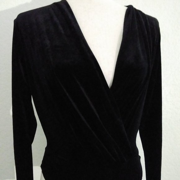 Limited Black Velvet Bodysuit Long Sleeve Vintage Size Medium - Picture 4 of 8